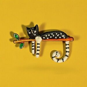 Whimsical Lazy Cat Brooch